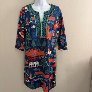 Gretchen Scott Signature Prints Collection Split Neck Dress Size S